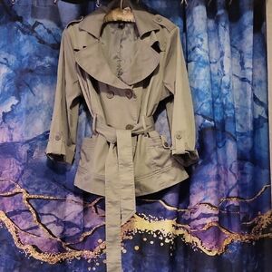 Marina Luna Double-Breasted Gray Trench Coat